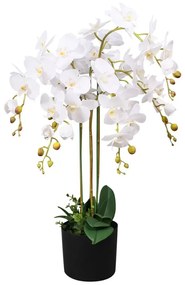 Orhidee alba in ghiveci,planta artificiala 75 cm
