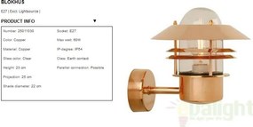 Aplica de perete exterior IP54, Blokhus cupru 25011030NL