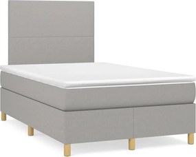 vidaXL Pat continental cu saltea, gri deschis, 120x200 cm, textil