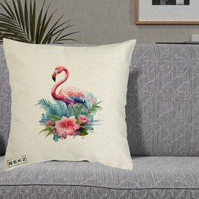 Perna Decorativa Raton in Halat Roz, 40x40 cm, Ecru, Husa Detasabila, Perna Inclusa, BEKZ®