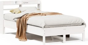 vidaXL Cadru pat fără saltea, alb, 90x190 cm, lemn masiv de pin