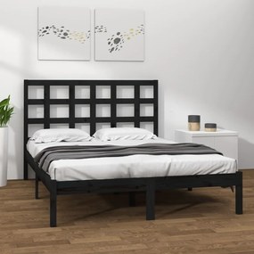 3105494 vidaXL Cadru de pat, negru, 200x200 cm, lemn masiv