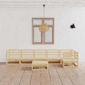 3075569 vidaXL Set mobilier relaxare de grădină, 7 piese, lemn masiv de pin