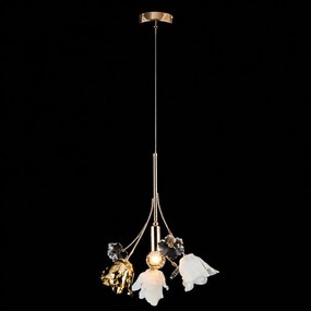 Lustra Rosalia cu Flori Ceramice, Finisaj Gold - Bussy Lighting 7221-1P