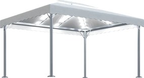 vidaXL Pavilion cu șiruri lumini LED, crem, 400x300 cm, aluminiu