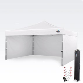 Cort promo din aluminiu 4x4 m ALU PREMIUM – 3 pereți, HEX 45 mm - cu 3 pereți - Alb