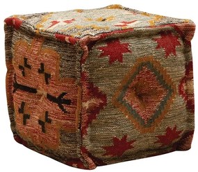 Puf multicolor, din iuta naturala si lana, Terra Sienna Kilim