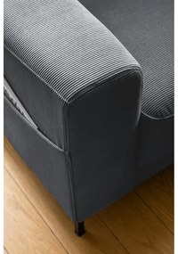 Fotoliu gri închis cu tapițerie din catifea reiată Lofty Lilly – Miuform