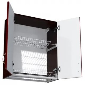 Corp superior 60 cu 2 usi cu scurgator de vase Zebra MDF rosu simplu