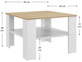 Juskys Masuta de cafea 60x60cm - alb/lemn
