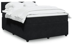 vidaXL Pat box spring cu saltea, negru, 140x190 cm, catifea