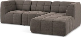 Colțar maro cu tapițerie din țesătură bouclé (cu colț pe partea dreaptă/cu șezlong) Aloha – Makamii