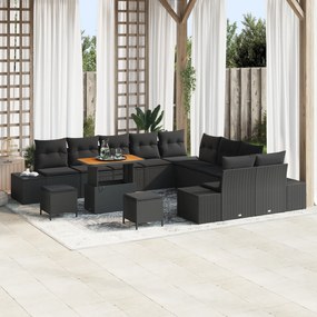 vidaXL Set de canapele pentru grădină 13 pcs Negru Rattan poli