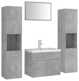 3071499 vidaXL Set mobilier de baie, gri beton, lemn prelucrat