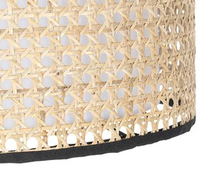 Lampă de podea rustică neagră cu abajur din ratan - Kata