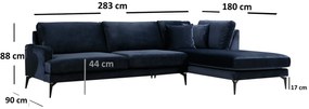 Canapea de colț Papira Corner Right (L3+Chl) - Navy Blue