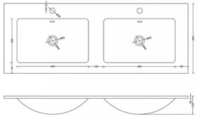 Lavoar dublu din marmură turnată Almeria