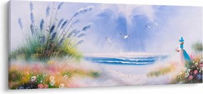 Tablou - Plaja romantică, pictură în ulei (120x50 cm)