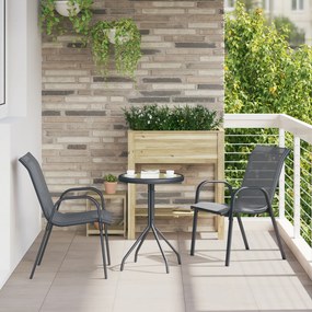 vidaXL Set Bistro de Grădină 3 pcs Gri Oțel