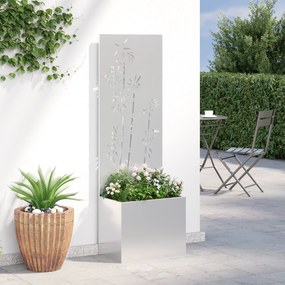 vidaXL Ecran de intimitate pentru grădină Floral Argintiu 50 x 140 cm