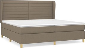 vidaXL Pat box spring cu saltea, gri taupe, 200x200 cm, textil