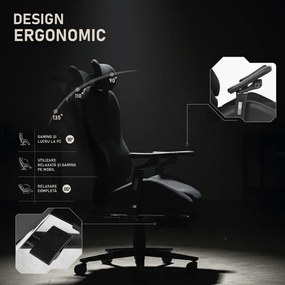 LUMINA X-Motion Plus – Ergonomie Avansată, Cotiere 5D, Textil, Negru