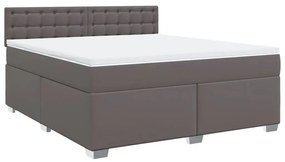 3286134 vidaXL Pat box spring cu saltea, gri, 180x200 cm, piele ecologică