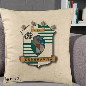 Perna Personalizata CSC Dumbravita Fotbal, 40x40 cm, Bej, Husa Detasabila, Perna Inclusa, BEKZ®