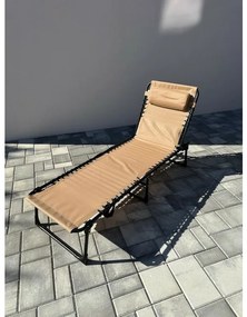 Șezlong pliabil cu geantă Aldotrade 190x58x30 cm, crem