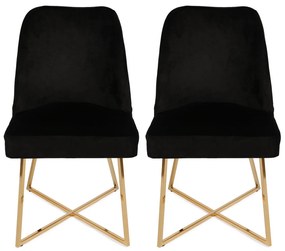 Set 2 scaune haaus Madrid, Auriu/Negru, textil, picioare metalice