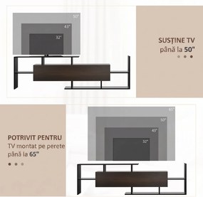HOMCOM Comodă TV cu Raft de Perete, Polițe Deschise și Dulap, pentru Living și Dormitor, Negru și Maro Închis | Aosom Romania