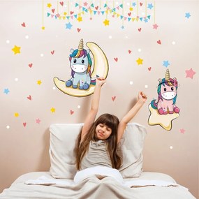 Sticker perete Unicorn pe Luna