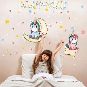 Sticker perete Unicorn pe Luna