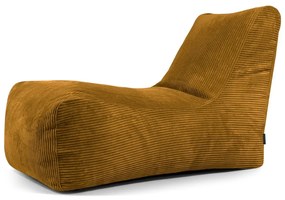 Fotoliu bean bag galben muștar cu tapițerie din catifea reiată Lounge – SLOWDOWN