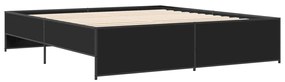 3279867 vidaXL Cadru de pat, negru, 200x200 cm, lemn prelucrat și metal