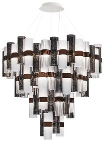 Lustra LED Art Deco de dimensiuni mari, realizata manual LA LOLLO 4XL PEWTER