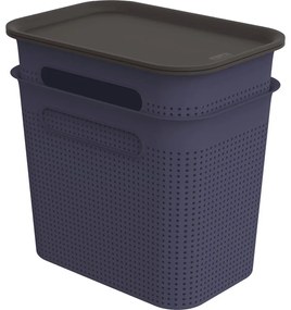 Cutii de depozitare albastru-închis 2 buc. din plastic cu capac 18,5x27x26 cm Brisen – Rotho