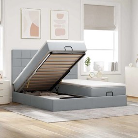 vidaXL Cadru de pat otoman cu saltele Gri deschis 180x200cm Material