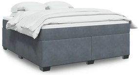 vidaXL Pat box spring cu saltea, gri închis, 180x200 cm, catifea