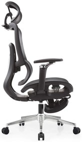 SYBERGO HUMAN PRO Scaun ergonomic, suport lombar, sezut translatie, cotiere 3D, suport picioare, Full Mesh, Negru