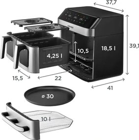 Concept FR9000 - Friteuză cu aer cald PIZZA TRIO 18,5 l 2700W/230V inox/negru