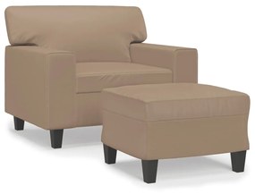 3201163 vidaXL Fotoliu canapea cu taburet, cappuccino, 60 cm, piele ecologică