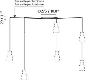 Lustra cu 5 pendule metal TATAWIN M alb