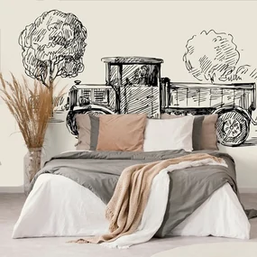 Tapet autoadeziv camioane  design retro