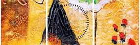 Tablou - Balerine dansînd, pictură în ulei (cu ceas) (90x30 cm)