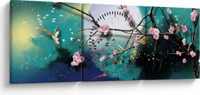 Tablou - Copac,grafic (cu ceas) (90x30 cm)