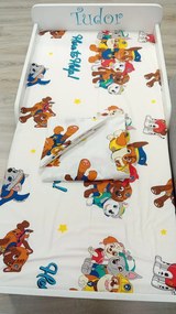 Lenjerie pat 3 piese copii 2-12 ani Paw Patrol Alb pentru saltele 160x80 ASC6427968007225