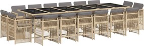 vidaXL Set mobilier grădină cu perne, 17 piese bej combinat poliratan