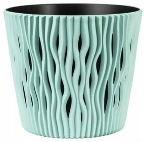 Ghiveci decorativ de flori, rotund, verde, 15.8x13.8 cm, Sandy Round
