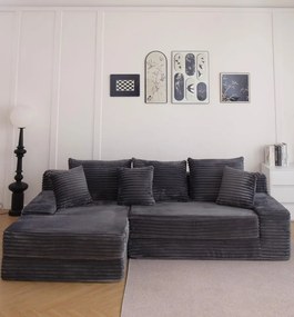 Canapea Colțar Memory Foam HD Soft Lounge | Design Modern &amp; Confort Premium | 5 Culori Disponibile | AlmaCasa (Culoare: Grej)